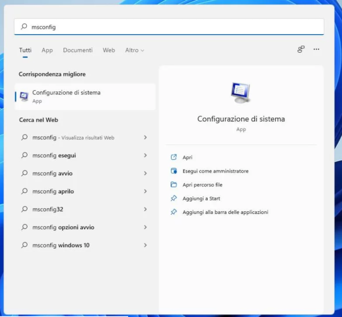 msconfig - ingresar en Modo seguro en Windows