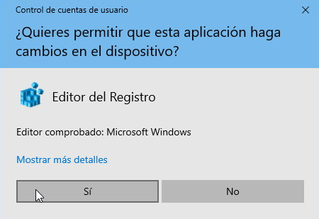 Permitir cambios Editor de Registro - Copia de seguridad del Registro de Windows