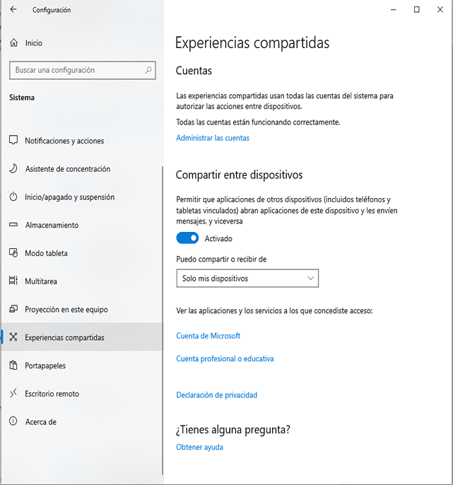 experiencias compartidas windows 10. Windows 10 permite compartir con dispositivos