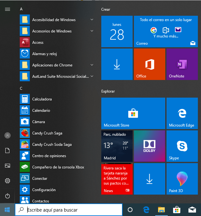 menu inicio windows 10. Windows 10 permite compartir con dispositivos