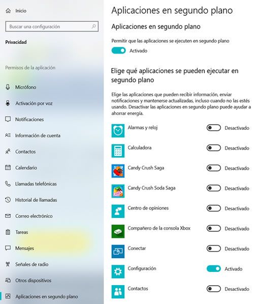 controlar aplicaciones segundo plano. aplicaciones en segundo plano